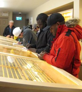 A group of NAIT students who were our first visitors to the Core Shack with geologist Paul Ransom who conducted the tour.